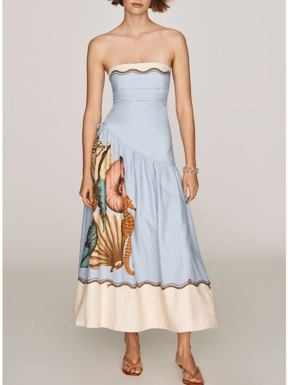 New FARM Rio Souvenir Strapless Midi Dress